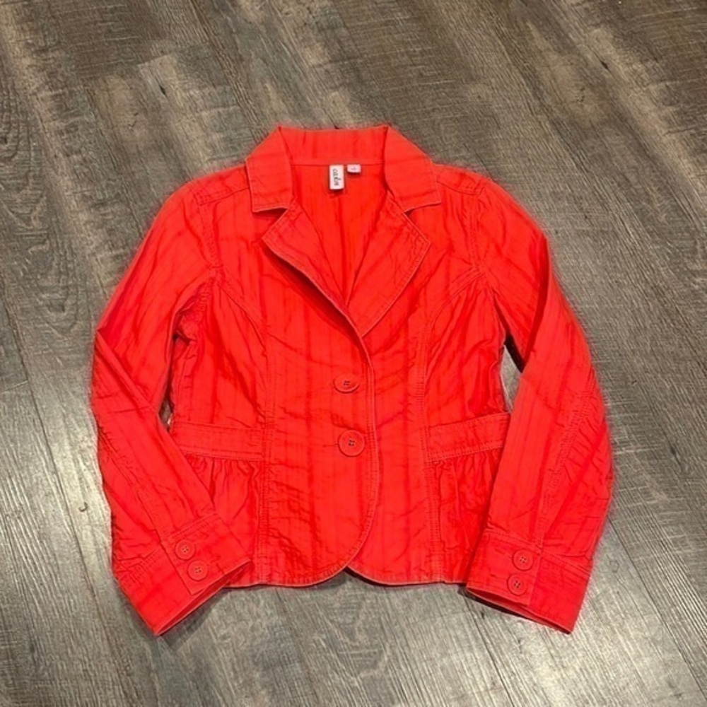 Caslon  embroidered cotton twill blazer in coral red